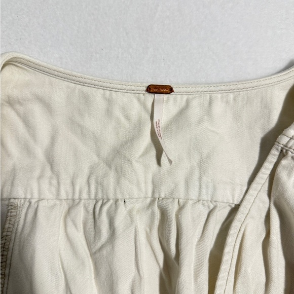 Free People Cream Crop Top Size L Wrap Blouse - Picture 5 of 5